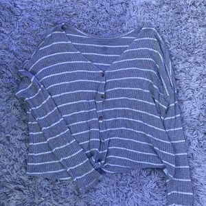 AE button up cropped sweater